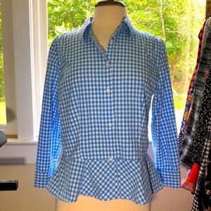❤️Ralph Lauren gingham blouse with peplum size 12